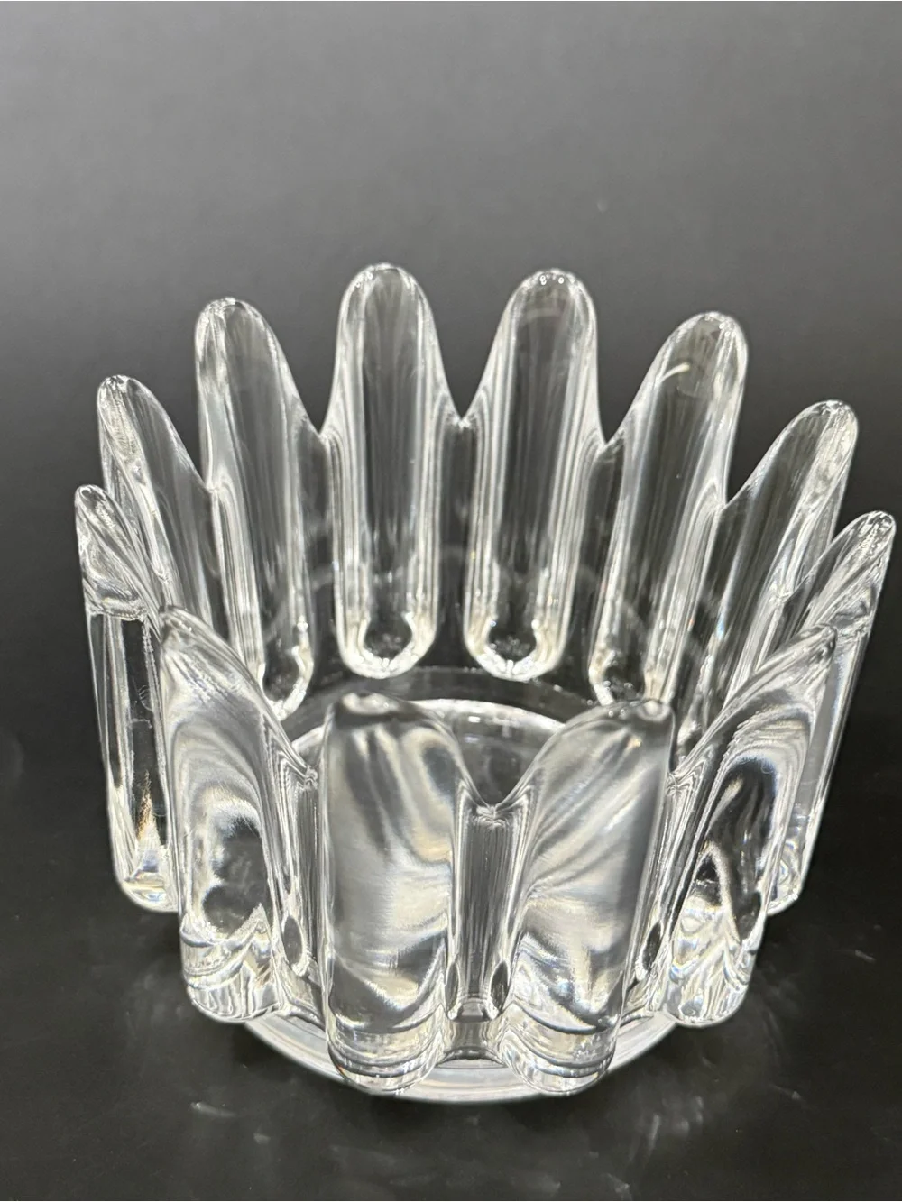 Vintage ORREFORS Sven Palmqvist Princess Crown Clear Crystal Candle Holder